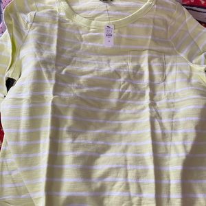 NWT Talbots curved hem stripe sweatshirt - yellow and white 1X. (2)